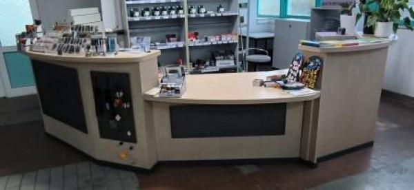 Verkaufstheke Ladentheke Tresen Verkaufstisch Empfang Ahorn 4,40 x 1,50 m  leer